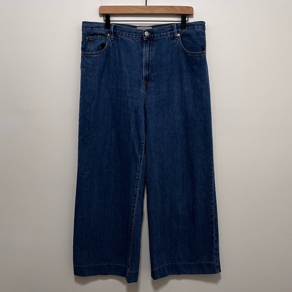 Everlane The Summer Wide Leg Jean In Dark Blue Wash 33 - Picture 2 of 9